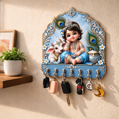 Baby Krishna (Pink Edition) — Devotional Wall Key Holder!