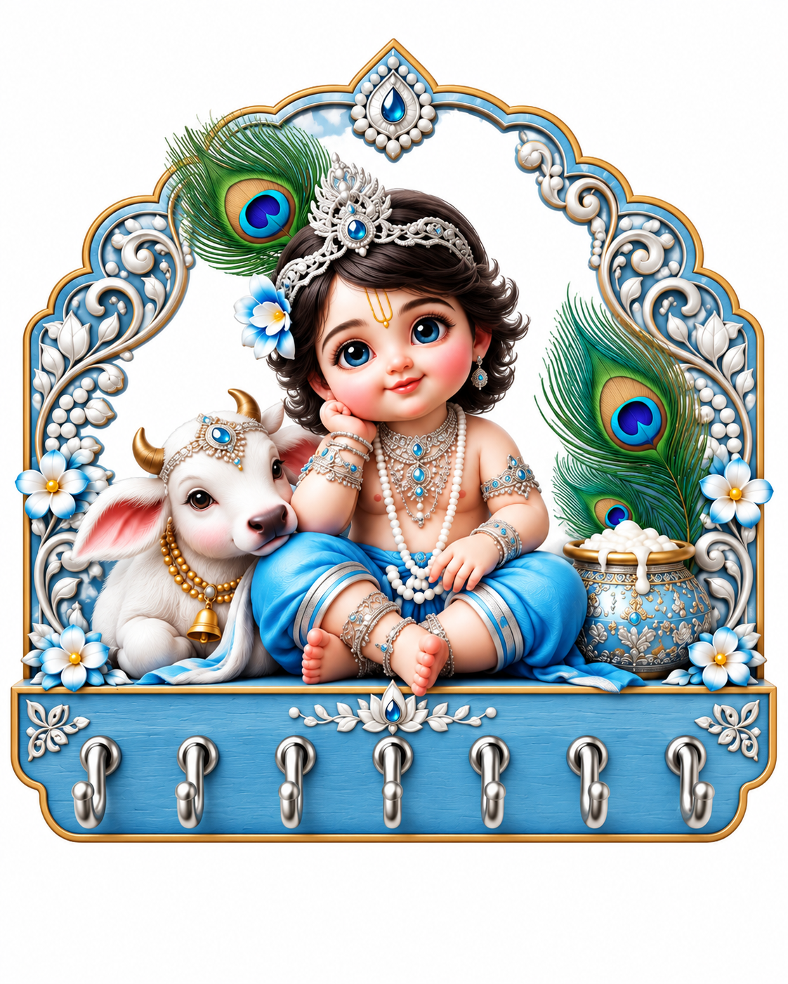Baby Krishna (Pink Edition) — Devotional Wall Key Holder!