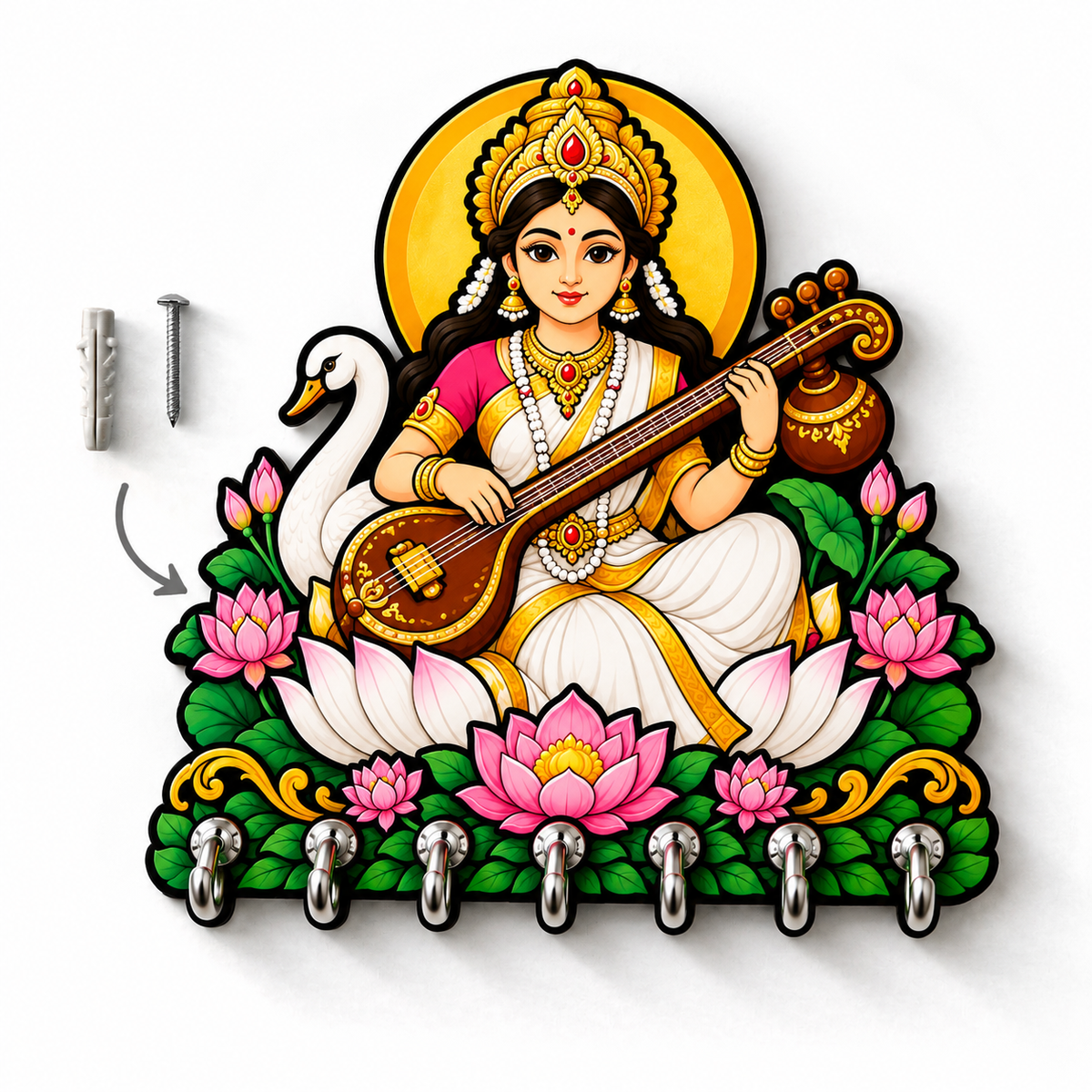 Saraswati Ma  — Devotional Wall Key Holder!