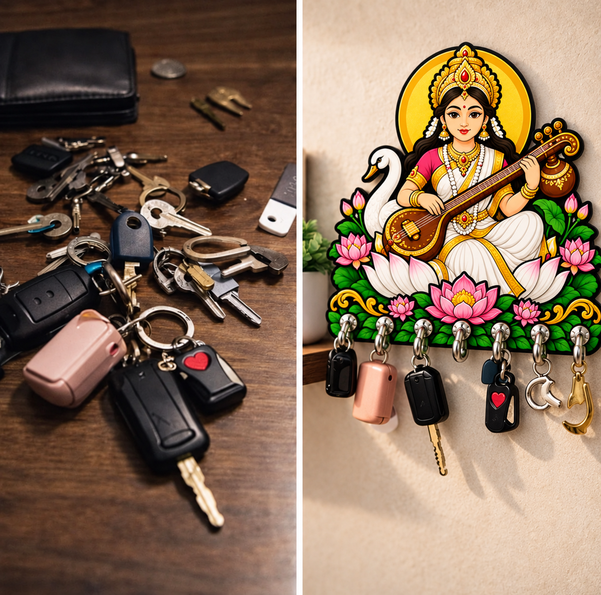 Saraswati Ma  — Devotional Wall Key Holder!