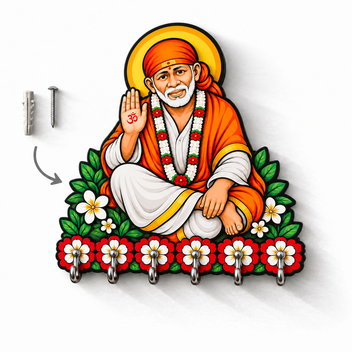 Sai Baba  — Devotional Wall Key Holder