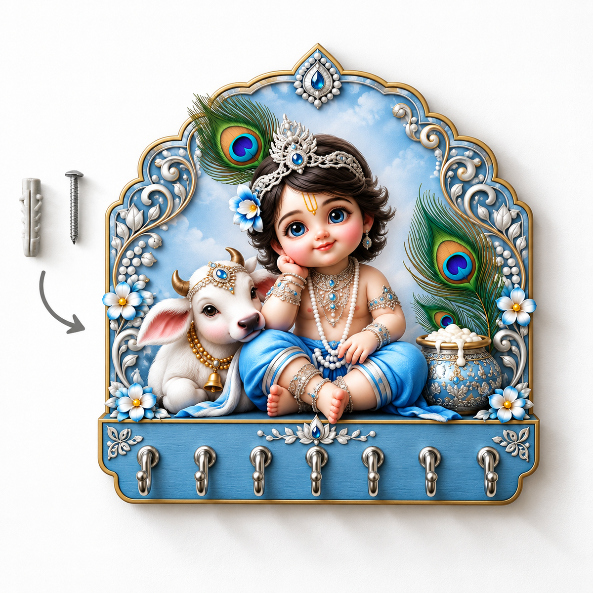 Baby Krishna (Pink Edition) — Devotional Wall Key Holder!