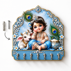 Baby Krishna (Pink Edition) — Devotional Wall Key Holder!