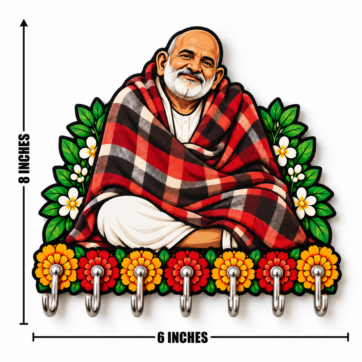 Neem Karoli Baba (Hanuman Ansh) — Devotional Wall Key Holder