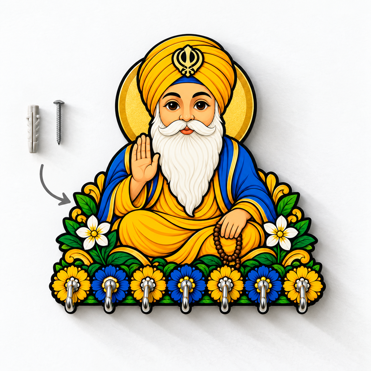 Guru Nanak — Devotional Wall Key Holder