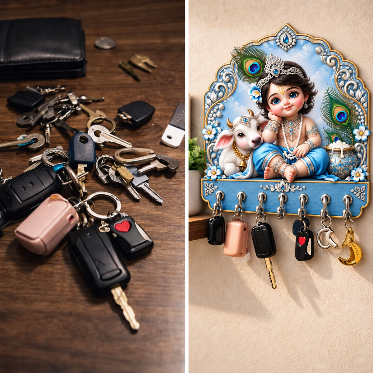 Baby Krishna (Pink Edition) — Devotional Wall Key Holder!