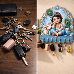 Baby Krishna (Pink Edition) — Devotional Wall Key Holder!