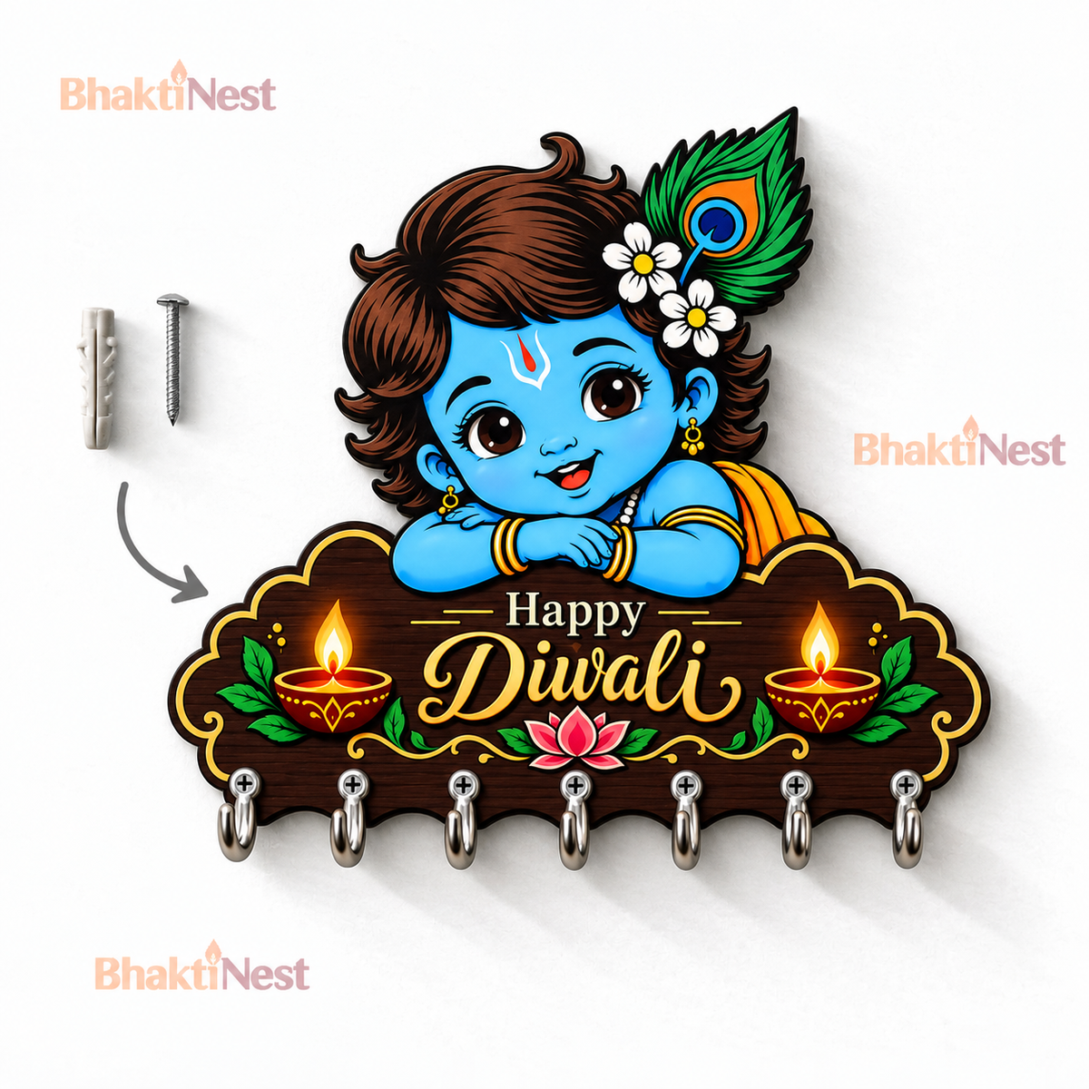 BalGopal Diwali Version — Devotional Wall Key Holder