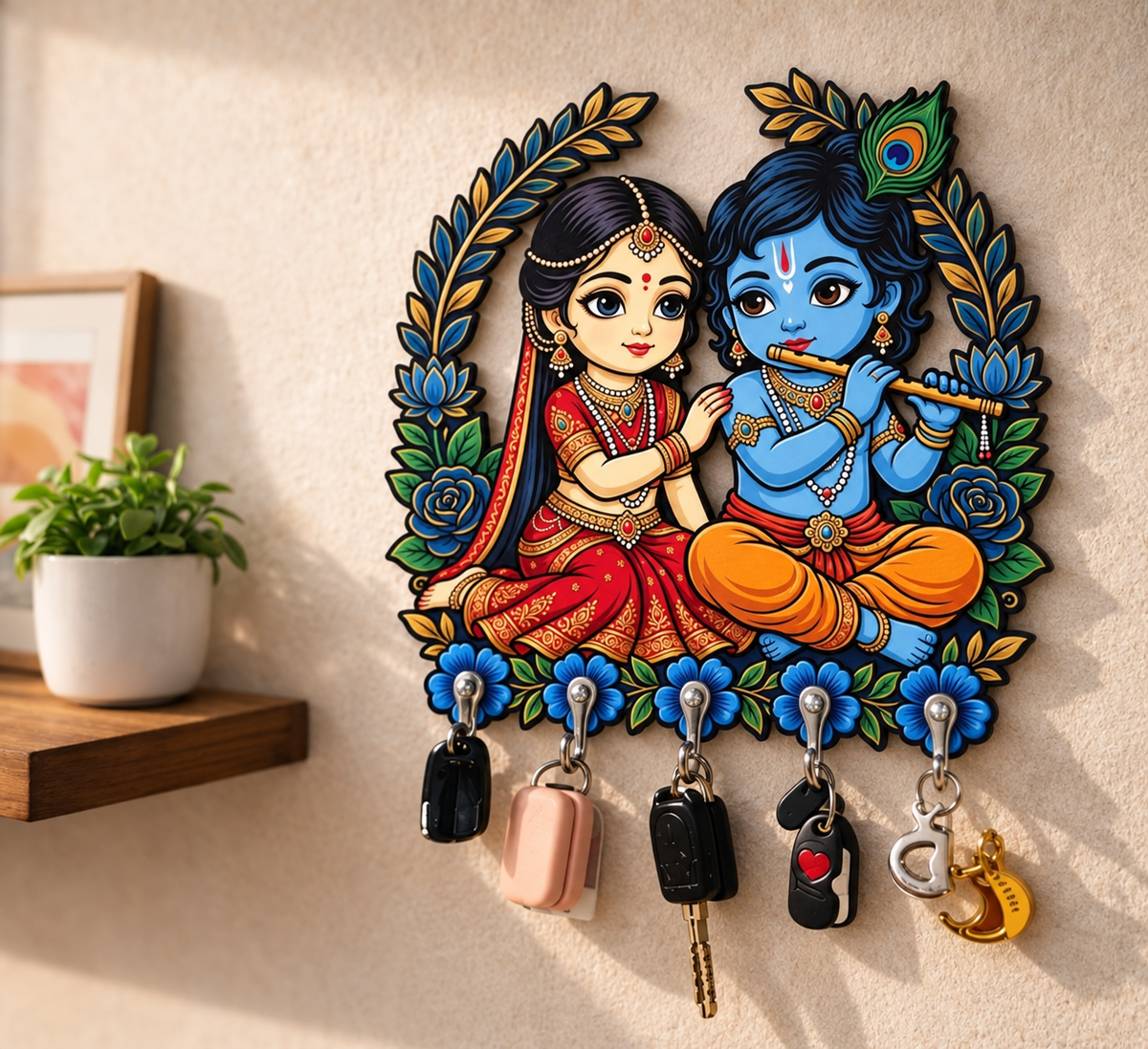 Radha Krishna  — Devotional Wall Key Holder
